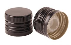 Schroefdop voorgerold 31.5mm zwart, met verzegelring en losse plastic schenker.